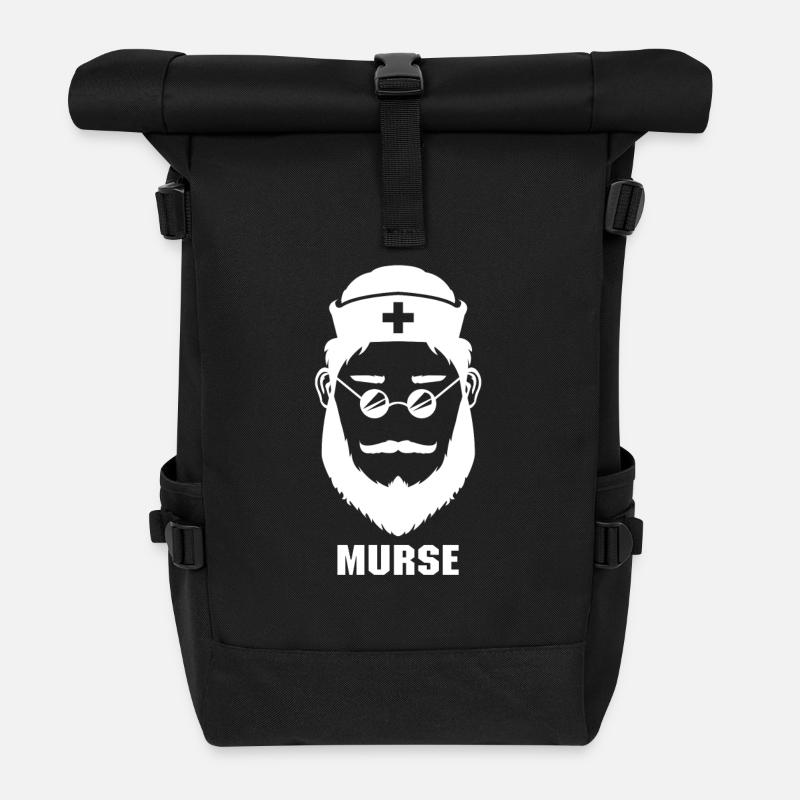 Nurse - "Male Nurse = MURSE" - Gift - Roll Top Backpack - black