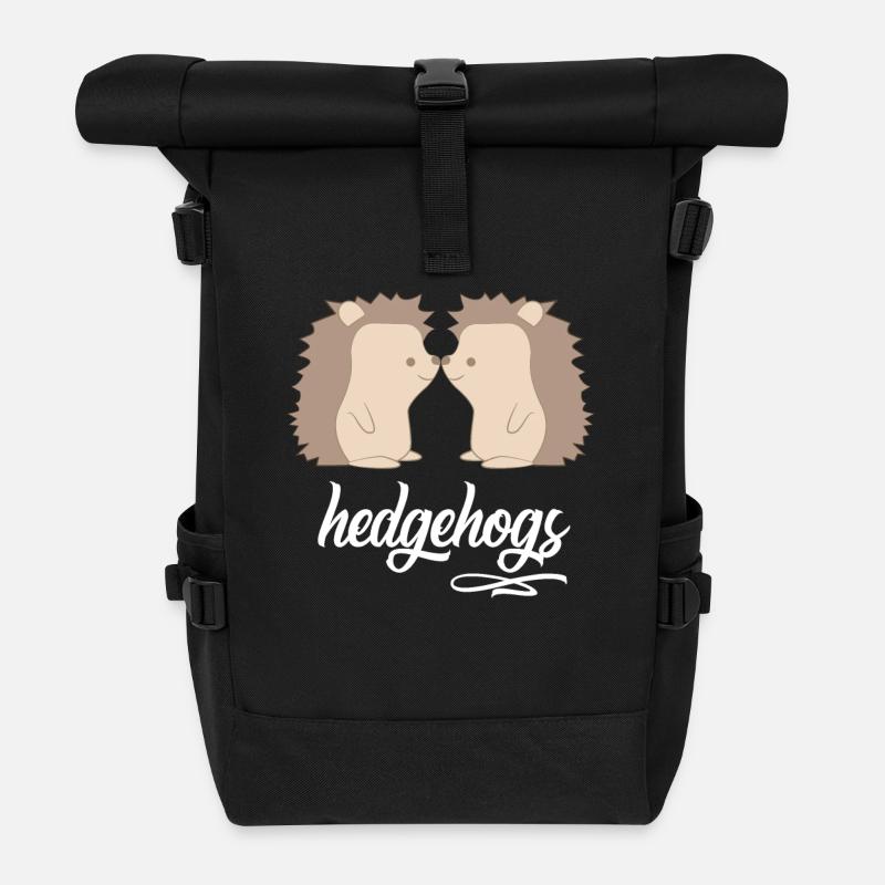 Hérisson - Hérisson amoureux - Hérisson fan - Hedgie - Mignon - Sac à dos roll top - noir