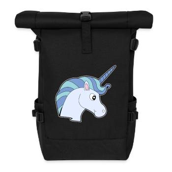Idée de cadeau majestueux cheveux bleus Licorne - Sac à dos roll top - noir - Devant