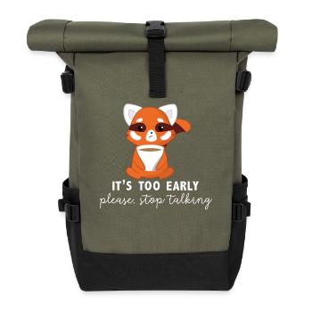 Red Panda - cat bear - morning muffle - Roll Top Backpack - olive/black - Front