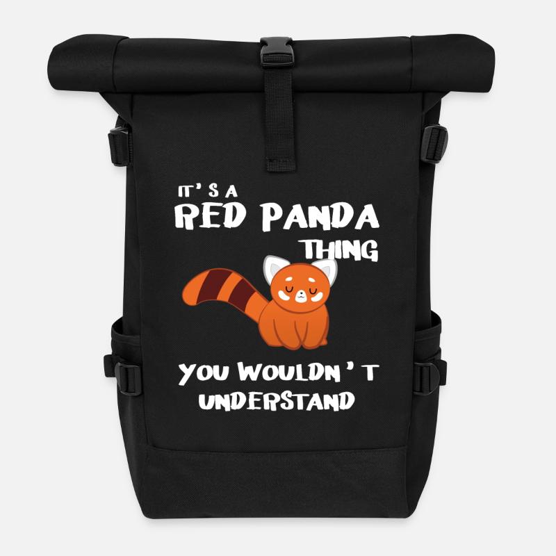 Roter Panda - Katzenbär - Pandaliebhaber - Panda - Rolltop Rucksack - Schwarz