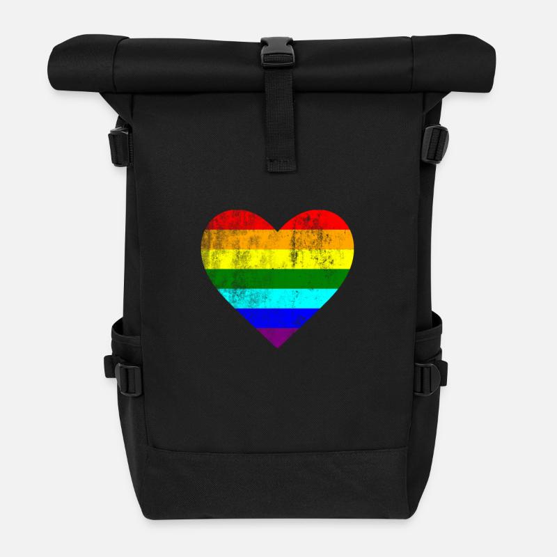 Herz LGTB Pride Gay Homosexuell Regenbogen - Rolltop Rucksack - Schwarz
