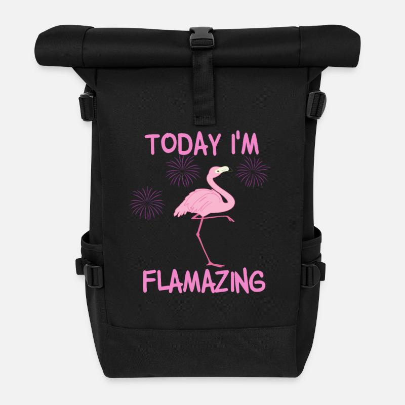 Today I'm Flamazing - Rolltop Rucksack - Schwarz