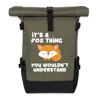 Fox - renarde - amateurs de renard - cadeau - Sac à dos roll top - olive/noir - Devant