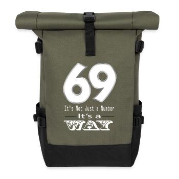 69 sex Nummer Lifestyle oral Spaß Art versaut geil - Rolltop Rucksack - Olive/Schwarz - Vorne