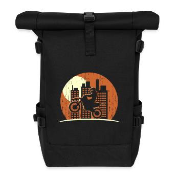Motorrad city Motorradfahrer Motor race Biker - Rolltop Rucksack - Schwarz - Vorne