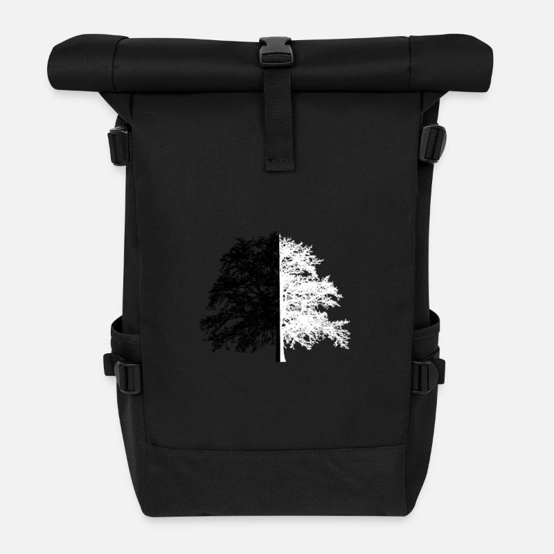 Baum Baum Schwarz Weiß Illusion - Rolltop Rucksack - Schwarz