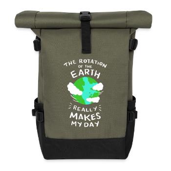 Earth rotation teacher teacher graduation gift - Roll Top Backpack - olive/black - Front