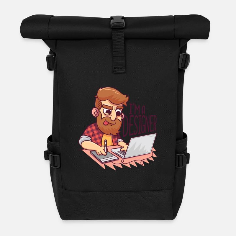 Ich bin Designer - I am a designer - Rolltop Rucksack - Schwarz