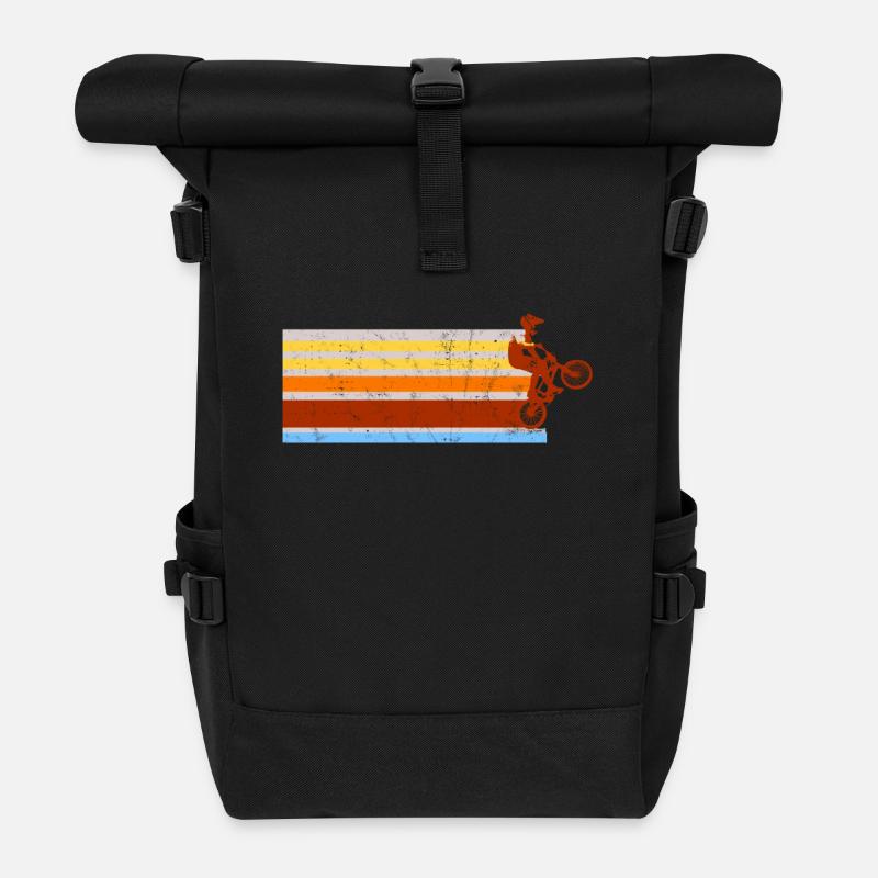 BMX En détresse Stries Vintage - Sac à dos roll top - noir