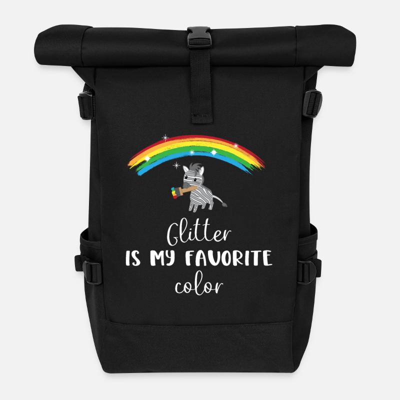 Zebra - Zebras - Zebrafan - LGBT - Glitzer - Rolltop Rucksack - Schwarz