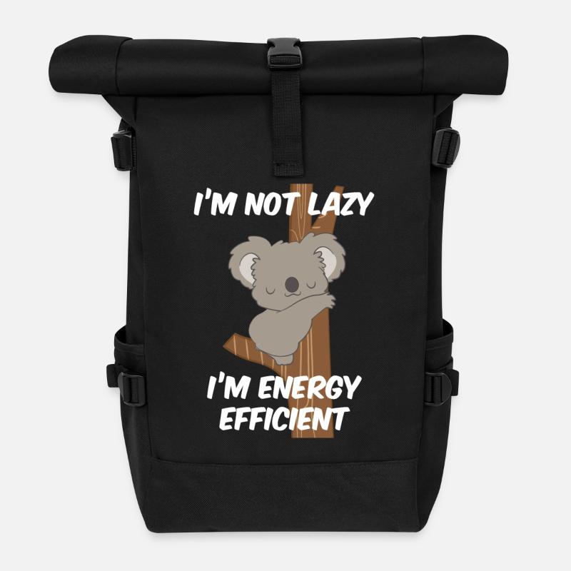 Koala - Koalas - Koala T-Shirt - Lazybear - Lazy - Roll Top Backpack - black