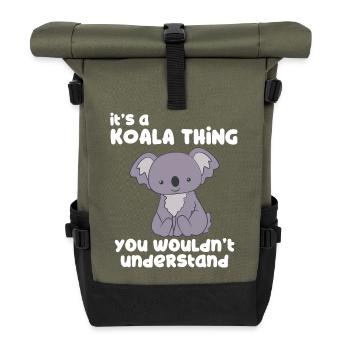 Koala - Koalas - Koala T-Shirt - Geschenk - Rolltop Rucksack - Olive/Schwarz - Vorne