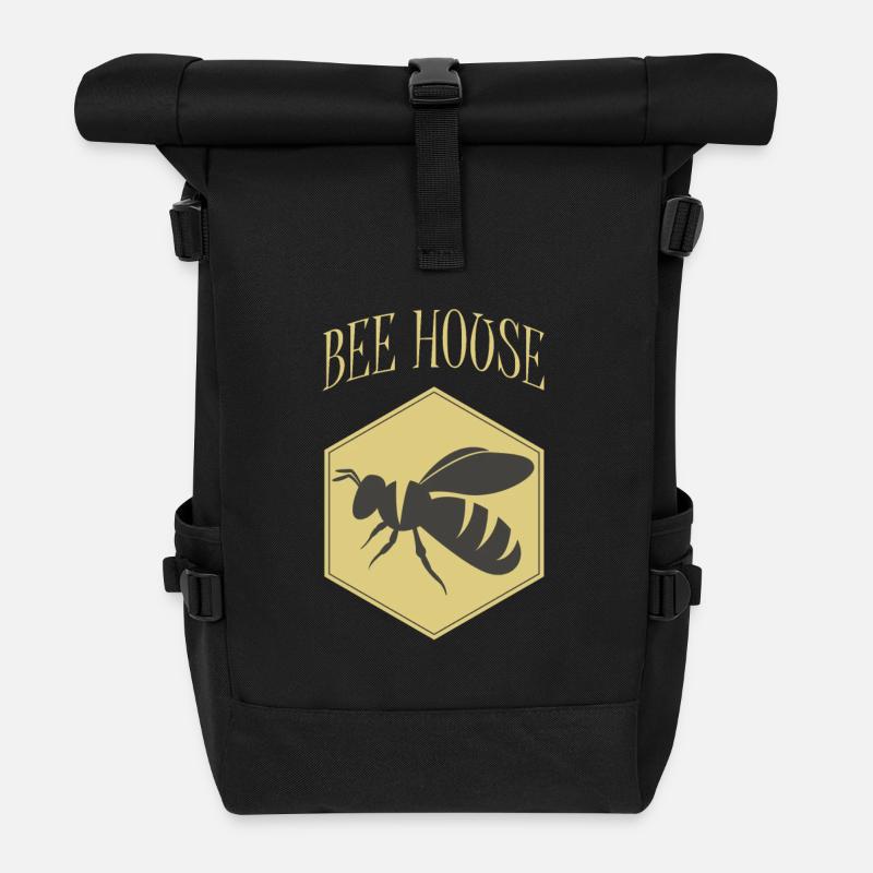 Bienen Logo Bienen Haus - Rolltop Rucksack - Schwarz
