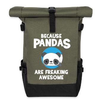 Panda - Panda T-Shirt - Panda Motif - Gift - Roll Top Backpack - olive/black - Front