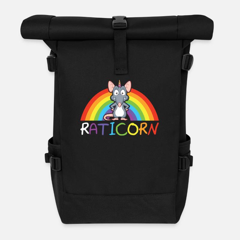 Raticorn Ratte Einhorn Geschenk - Rolltop Rucksack - Schwarz