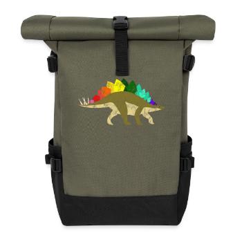 Rainbow Dinosaurs - Rolltop Rucksack - Olive/Schwarz - Vorne