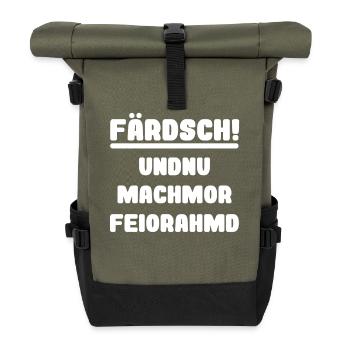 Saxon dialect funny work Feierabend Farsch - Roll Top Backpack - olive/black - Front