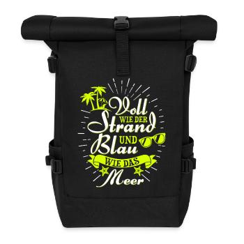 Voll wie der Strand und blau wie das Meer - Rolltop Rucksack - Schwarz - Vorne
