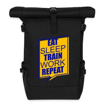 Essen Trainieren Schlafen - Rolltop Rucksack - Schwarz - Vorne