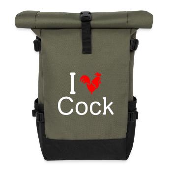 I Love Cock - Roll Top Backpack - olive/black - Front