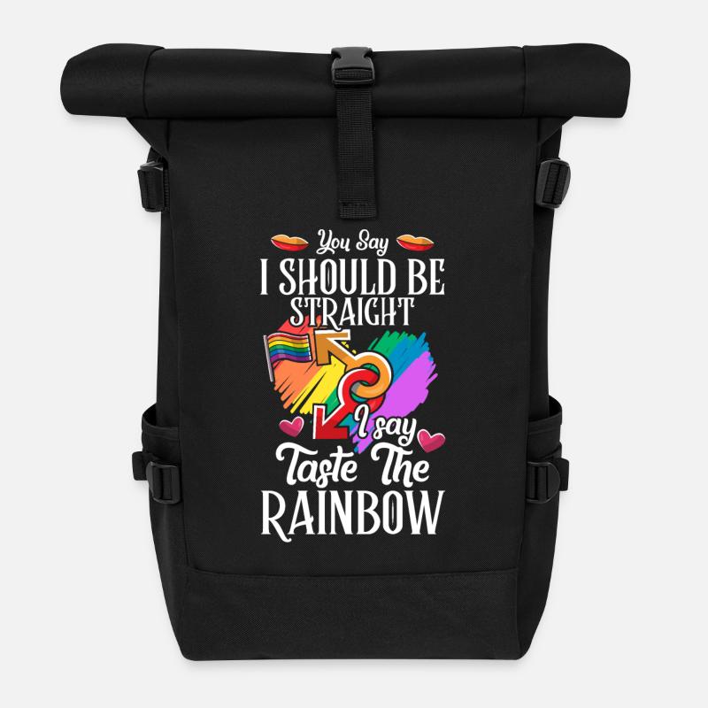 Button The Rainbow Gay Pride LGBT LGBTQ Gift - Roll Top Backpack - black