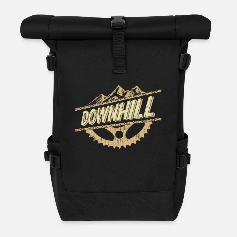 Mountainbike Fahrrad Downhill Trail Dreck - Rolltop Rucksack - Schwarz