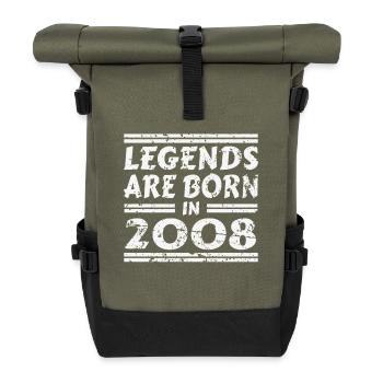 Legends Are Born In 2008 - Roll Top Backpack - olive/black - Front