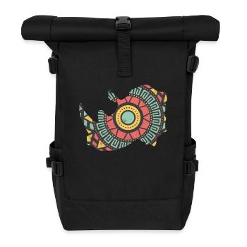 Silhouette Africa gift rhino rhino pattern - Roll Top Backpack - black - Front