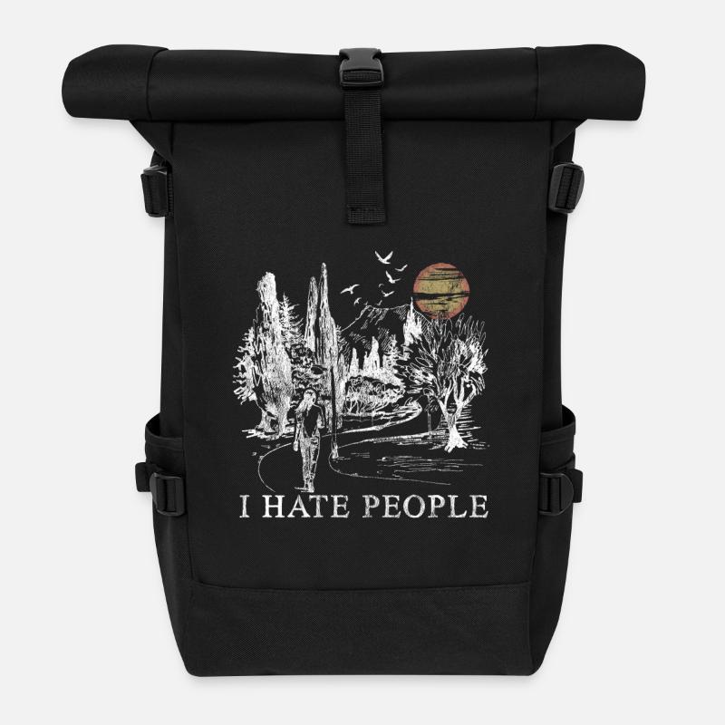 I Hate People - Ich hasse Menschen Geschenk Natur - Rolltop Rucksack - Schwarz