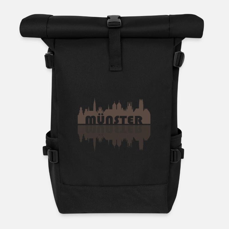 Münster Skyline | Geschenk - Rolltop Rucksack - Schwarz