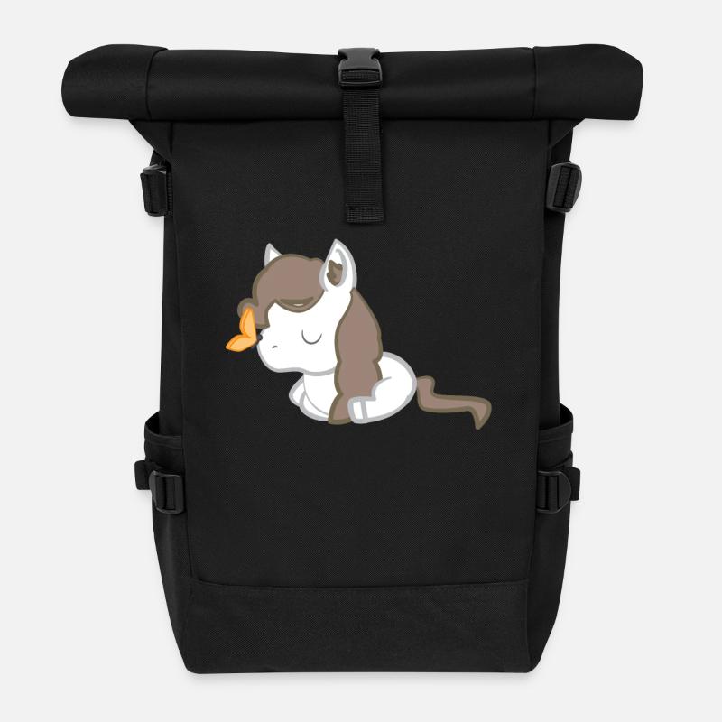 Pferd - Pferde T-Shirt - Pferde - Schmetterling - Rolltop Rucksack - Schwarz
