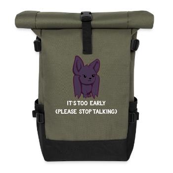 Bat - bat T-shirt - morning muffle - Roll Top Backpack - olive/black - Front