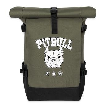 Pitbull Terrier Pittie Bully Gift - Roll Top Backpack - olive/black - Front