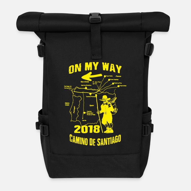 PILGER Jakobsweg 2018 Camino de Santiago Weg Route - Rolltop Rucksack - Schwarz
