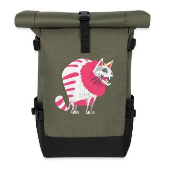 Halloween cat kitten gift scary horror - Roll Top Backpack - olive/black - Front