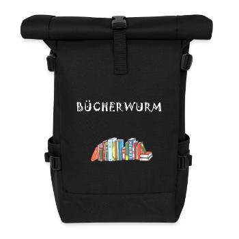 Buch Buch Bücher Bücher lesen Bücherwurm Buch - Rolltop Rucksack - Schwarz - Vorne