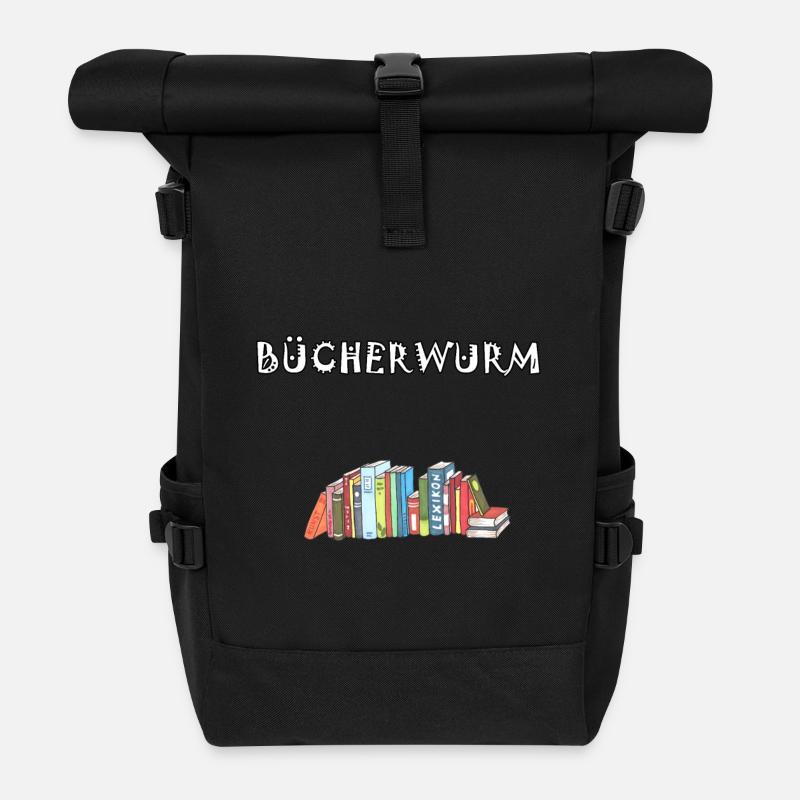Buch Buch Bücher Bücher lesen Bücherwurm Buch - Rolltop Rucksack - Schwarz