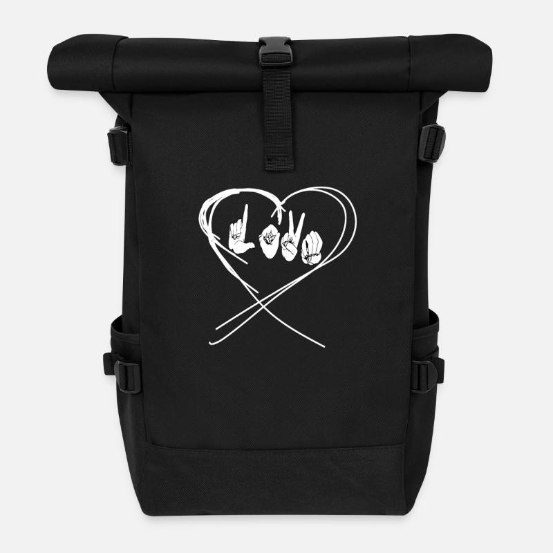 Gebärdensprache Zeichensprache Liebe Handzeichen - Rolltop Rucksack - Schwarz