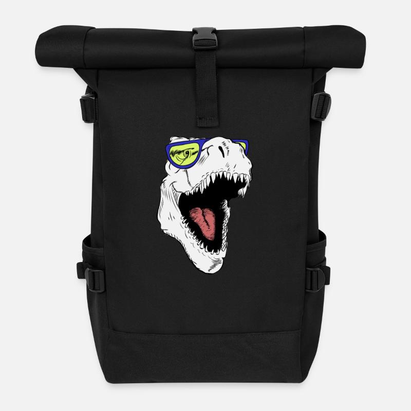 Tyranosaurus Rex mit Sonnenbrille - Rolltop Rucksack - Schwarz