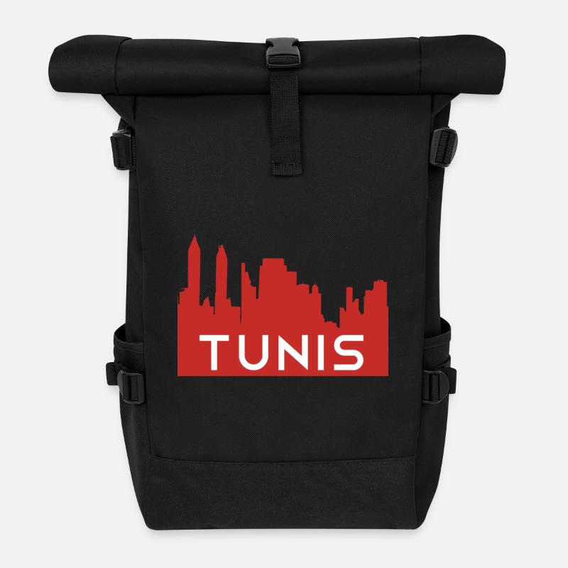 Tunis Skyline Souvenir T-Shirt - Sac à dos roll top - noir