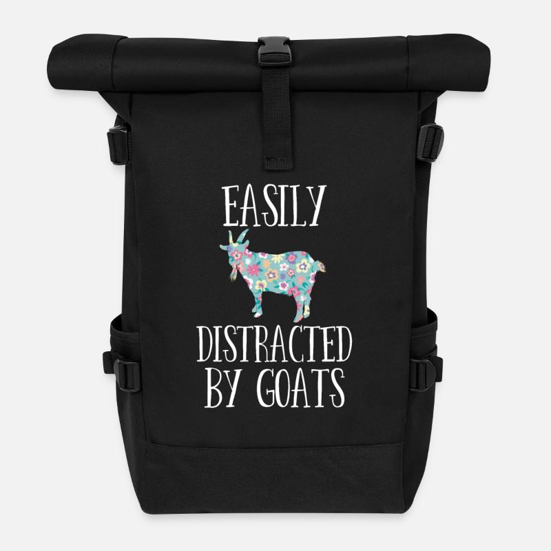 Easily Distracted By Goats - Roll Top Backpack - black