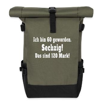 Funny T-shirt for 60th birthday / Sixty / 60 - Roll Top Backpack - olive/black - Front