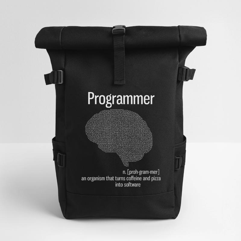 programmer brain pc computer definition pizza lo Roll Top Backpack