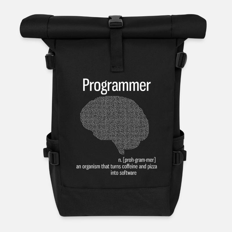 programmer brain pc informatik definition pizza lo - Rolltop Rucksack - Schwarz