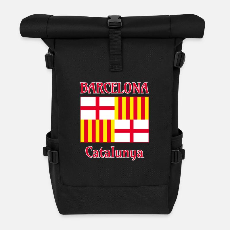 Barcelona flag in red white and yellow - Rolltop Rucksack - Schwarz