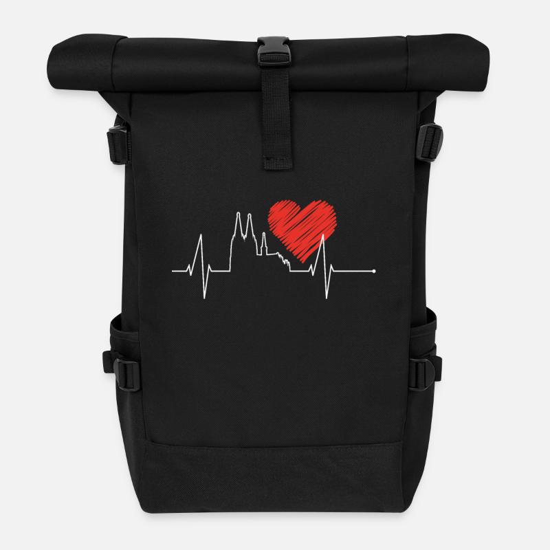 Köln Kölner Dom Herz Herzschlag Puls Karneval Hätz - Rolltop Rucksack - Schwarz