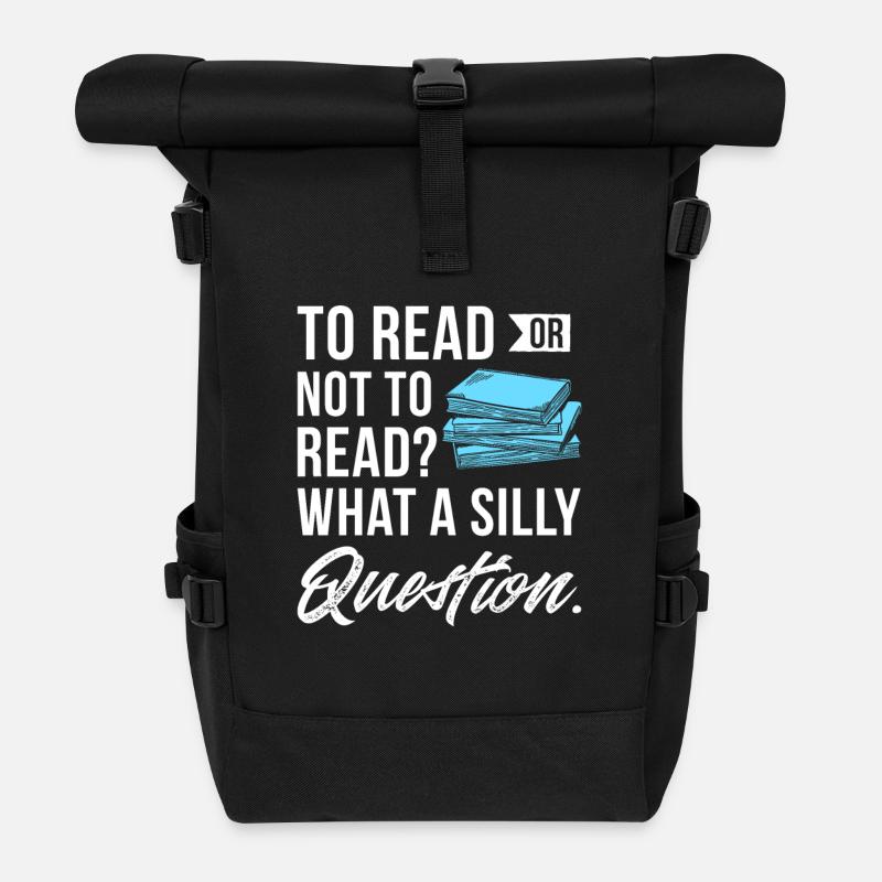 Bücher - Rolltop Rucksack - Schwarz