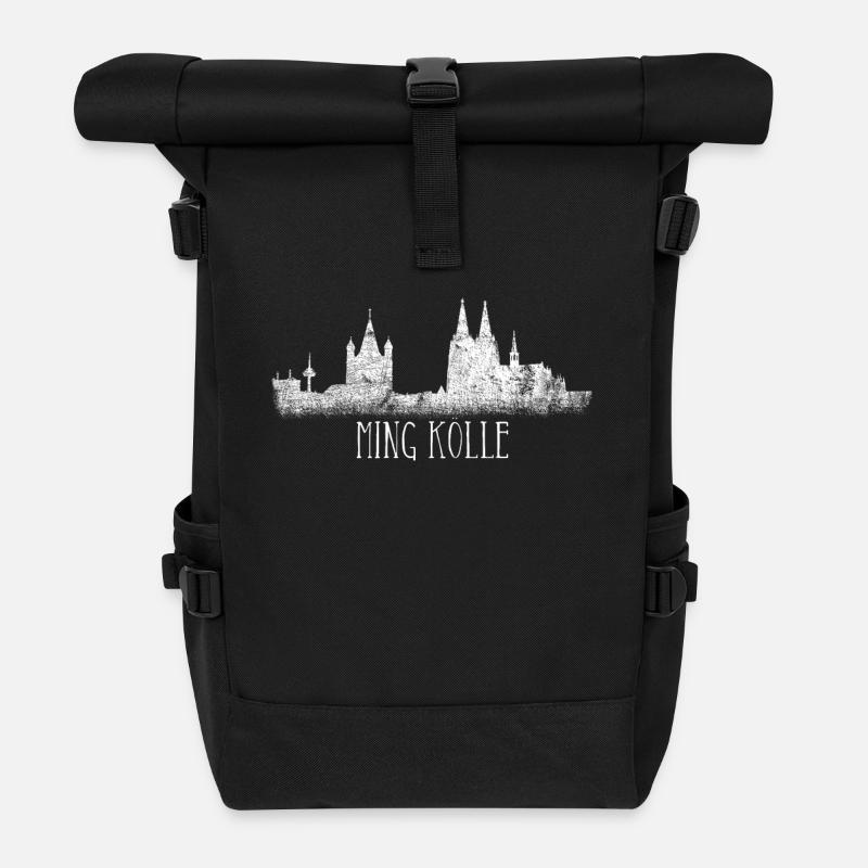 Mein Köln Skyline Ming Kölle Kölner Dom am Rhein - Rolltop Rucksack - Schwarz