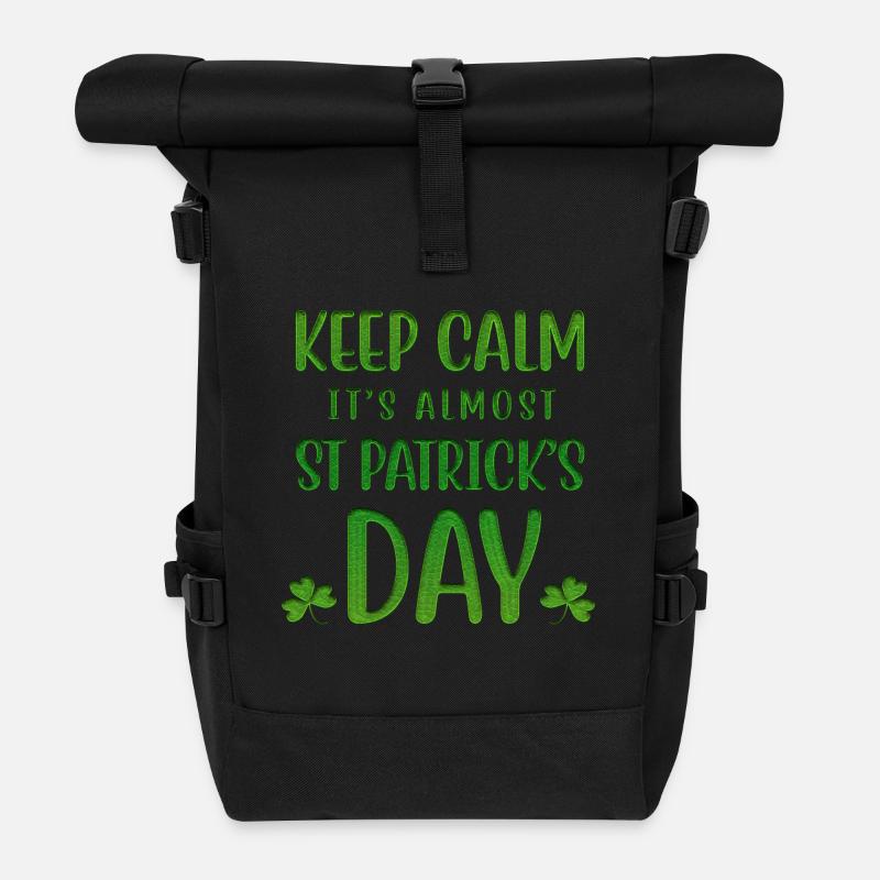 Keep Calm is Almost St Patrick's Day - Sac à dos roll top - noir